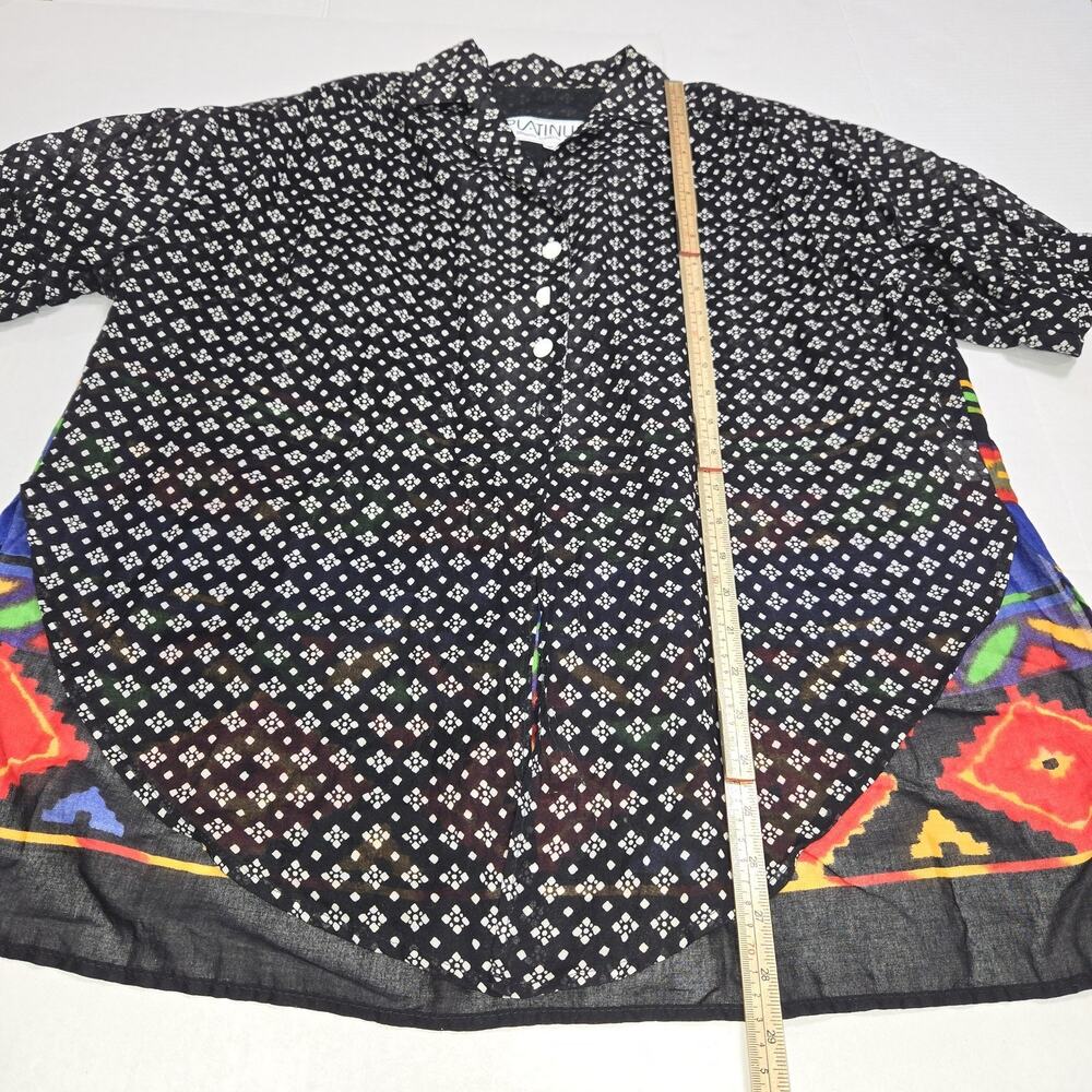 Vintage Platinum Dorothy Schoelen Womens P Black White Geometric Colorful Top - Picture 7 of 11